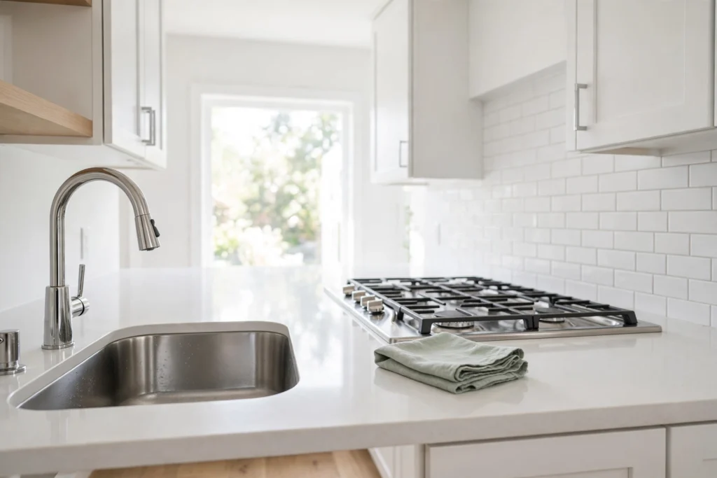 Sparkling clean kitchen after Saturday deep clean session